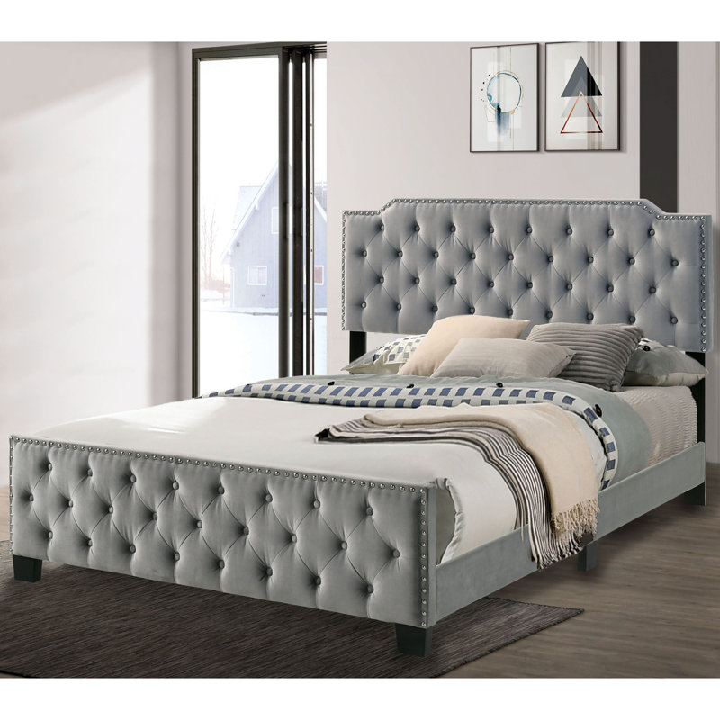 Feickert Flannelette Tufted Bed With Care Kit, King, Gray
