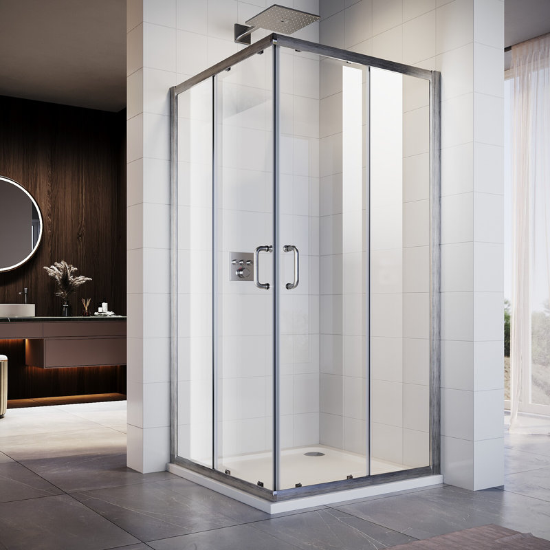 34"D x 34"W x 72"H Framed Square Corner Shower Enclosure with 1/4" Tempered Glass, Brush Nickel