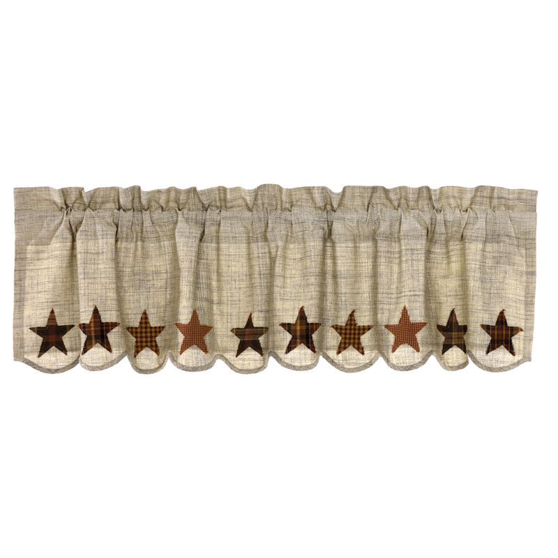 Abilene Star Cotton Scalloped Window Valance, 72" W x 16" L