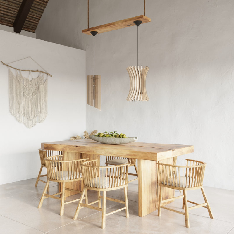 Drews 1 - Light Wood Pendant, 120cm H x 21cm W