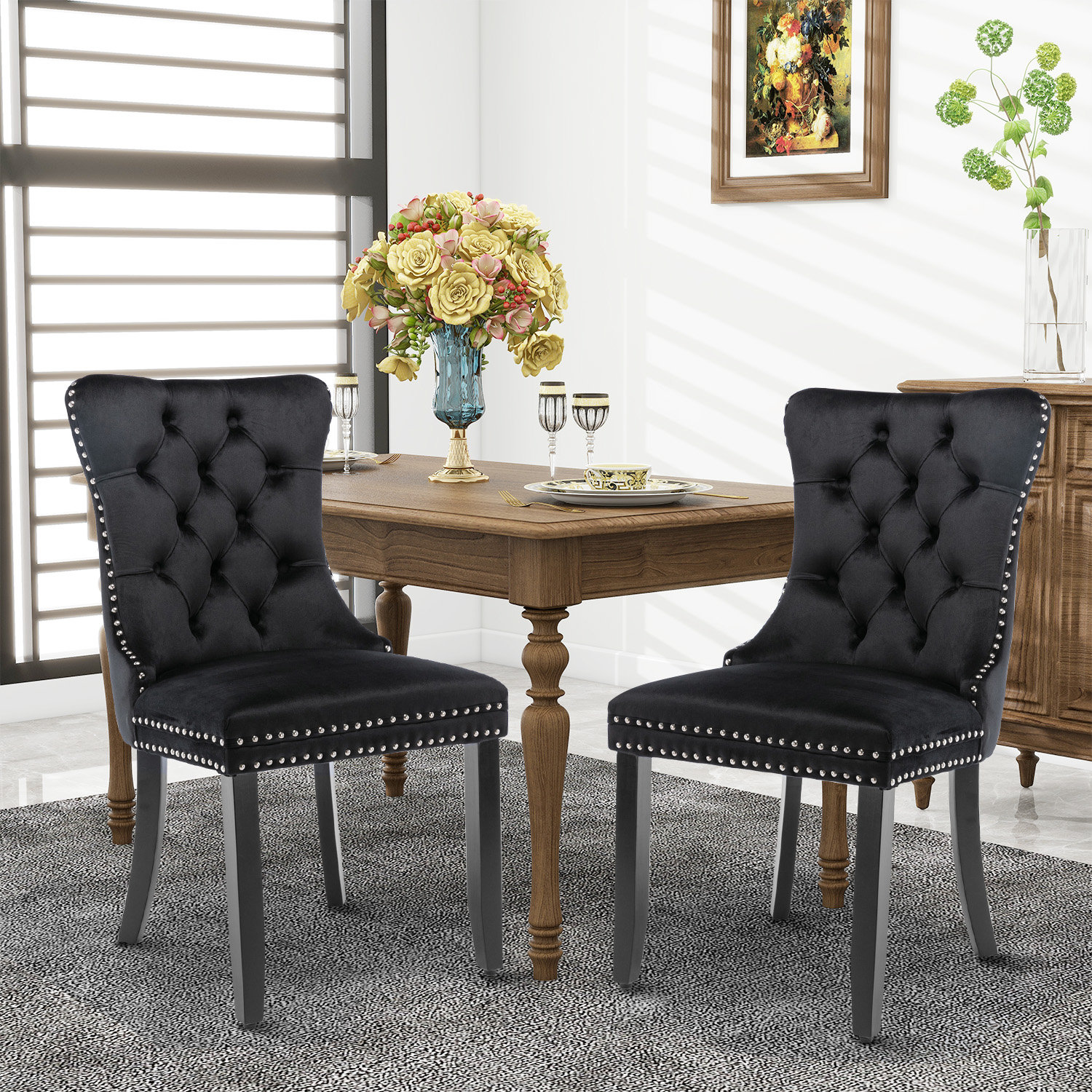 Velvet Chairs Upholstered Dining Chairs High Back Golden Royal Red