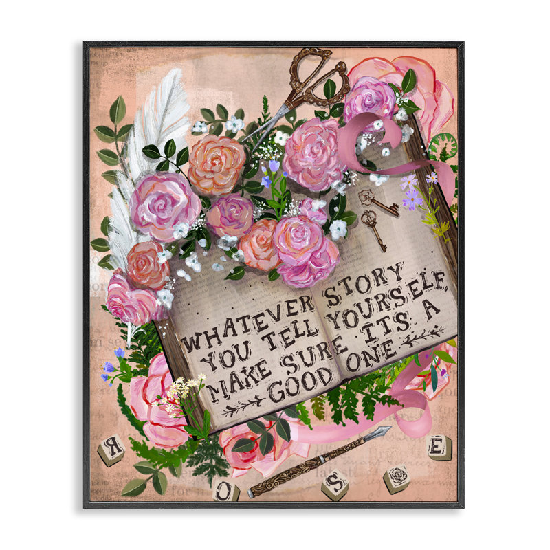 «Tell Yourself A Good Story», giclée encadrée, design par Glad You Here Co., H 30 po x l 24 po, Giclée encadrée noir minuit