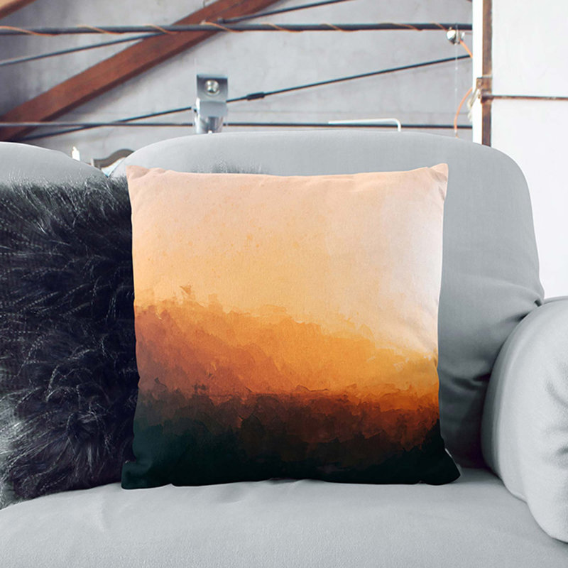 Sunset over the Hills and Mountains Cushion with Filling, 40cm H x 40cm W x 15cm D