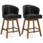 Tabouret de bar pivotant à 360 ° en forme de U avec base en bois d'hévéa massif, confort à ressorts, capacité de 350 lb-930555973
