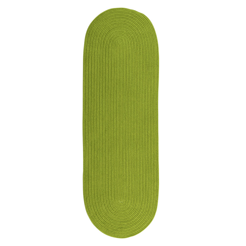 Tapis vert clair tressé Shepler, Ovale 2 pi x 5 pi