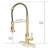 Hands Automatic Smart Faucet - Touchless With Modern Pull Down In Brushed Gold For Convenient Kitchen Use Stainless Steel 2-Inch Sensing Distance &