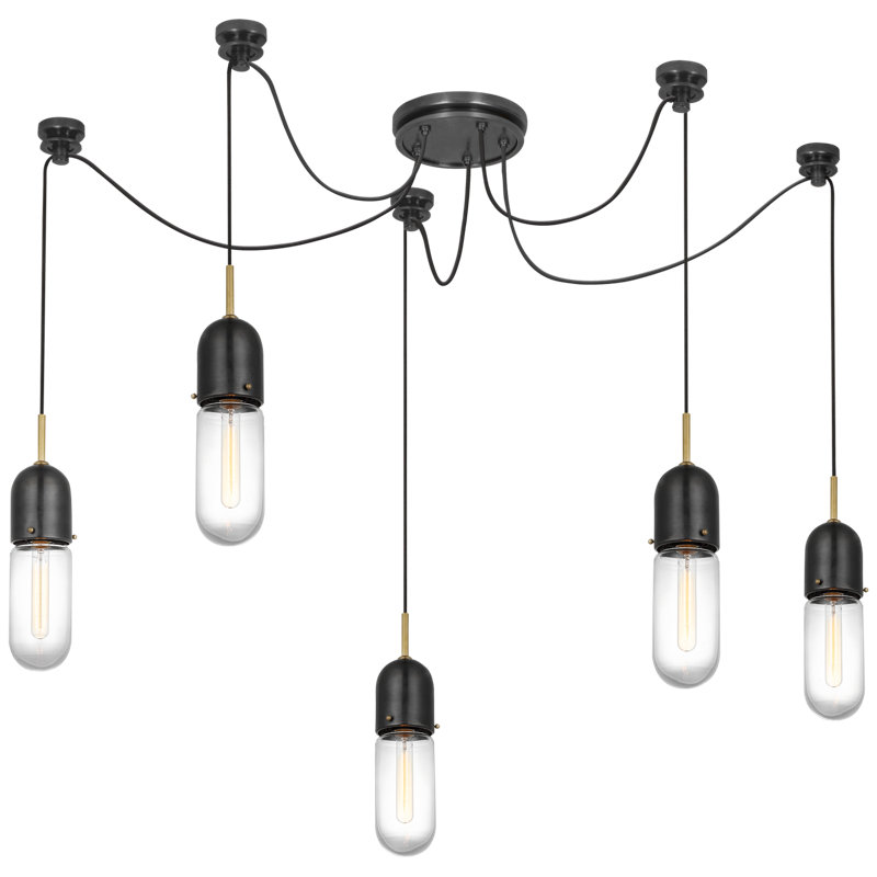 Junio 5 - Light Chandelier, Bronze/Brass, Clear