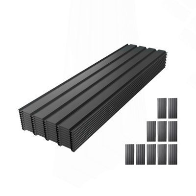 10-Pack 61" Heavy-Duty Galvanized Metal Roof Panels, Waterproof Roofing Sheets for Sheds, Garages & Patio, Gray