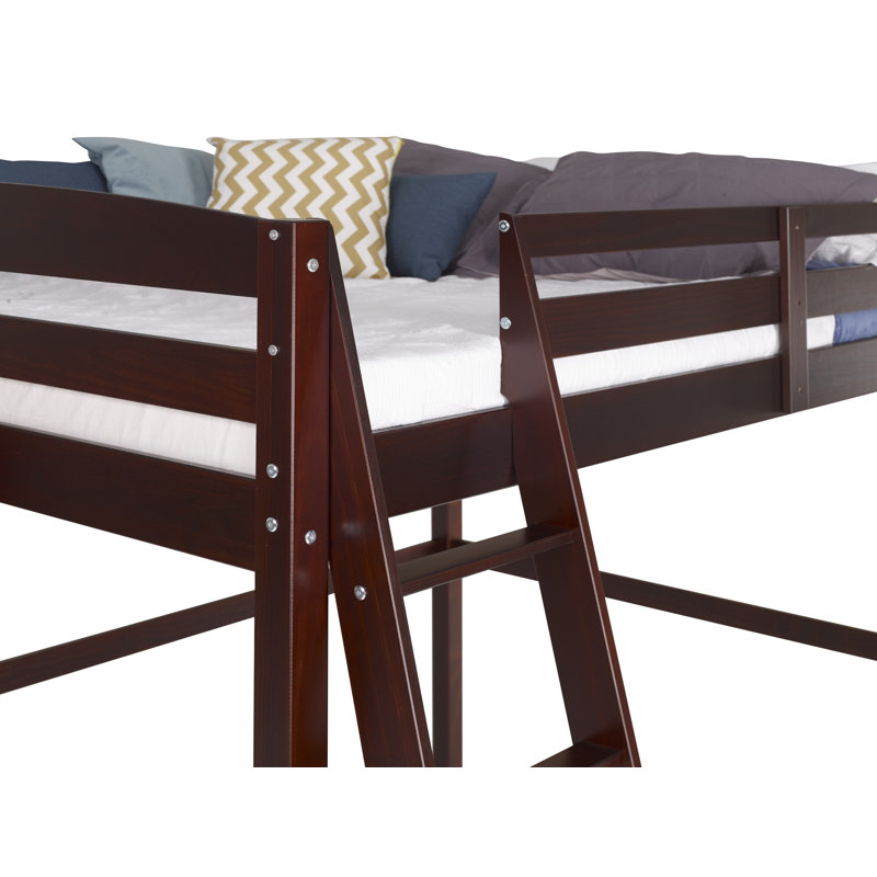 Mallika Solid Wood Loft Bed, Full, Cappuccino