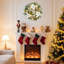 Couronne de Noël pré-éclairée 24 "avec fleurs blanches, boules décoratives