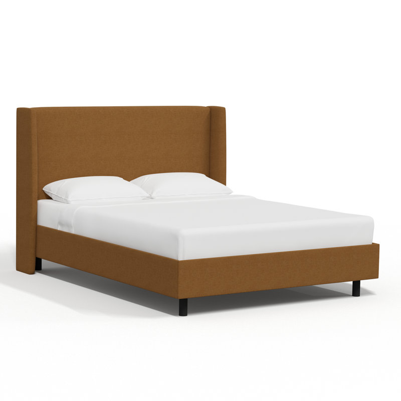 Lit plateforme tapissier Anouschka, Très grand, Textured Amber Linen