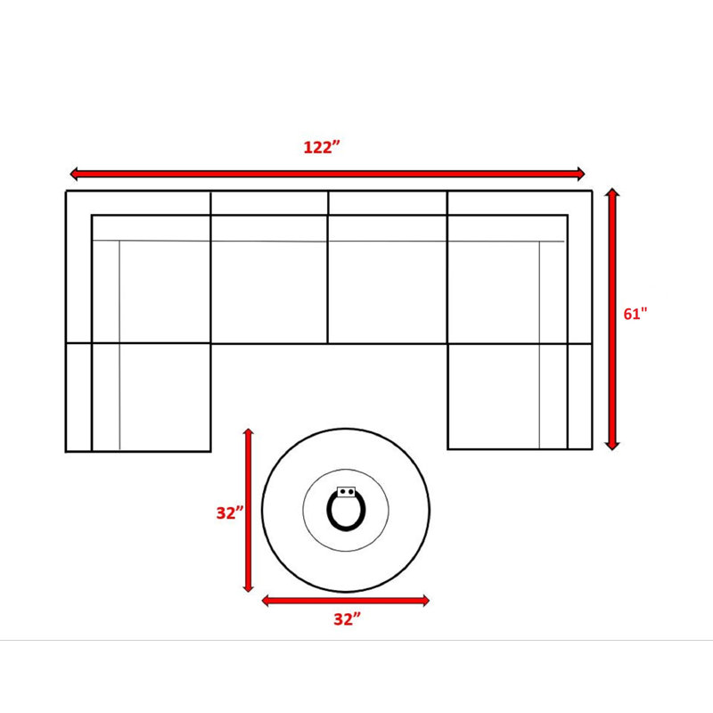 Ensemble de conversation modulaire 7 pièces avec coussins Satoya Grey