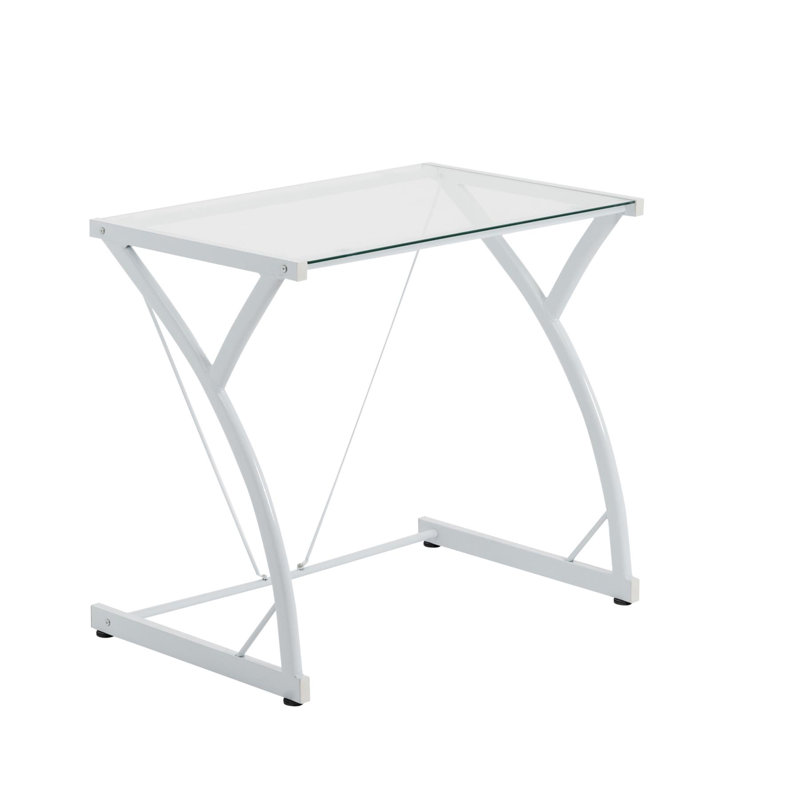 Glass Top Computer Desk, White