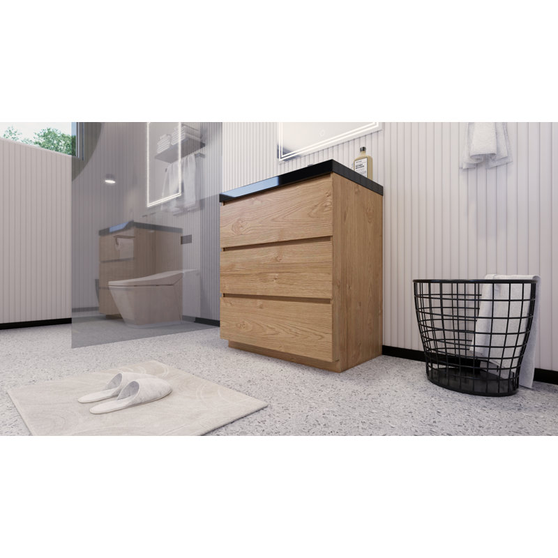 Reyes 29'' Single Bathroom Vanity Base Only, New England Oak