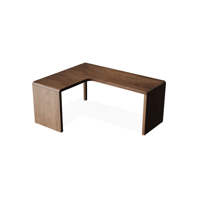 Walnut L-Shaped Solid Wood desk, 29.53" H x 62.99" W x 47.24" D, Left Hand Facing