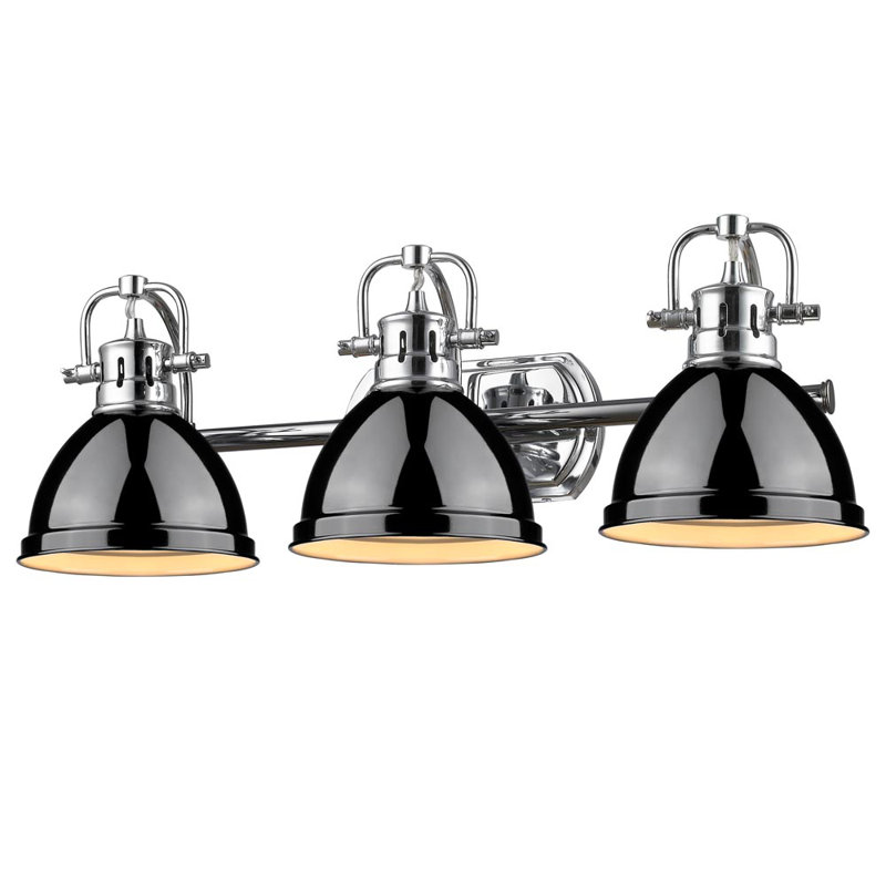 Éclairage pour salle de bain Drakeford, Chrome chrome, Noir, Trois lumières