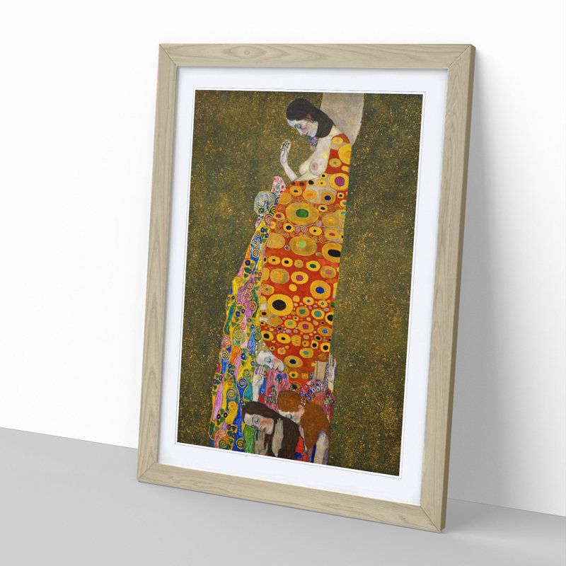 Hope Ii by Gustav Klimt - Picture Frame Painting, Oak Framed, 65cm H x 48cm W x 2cm D