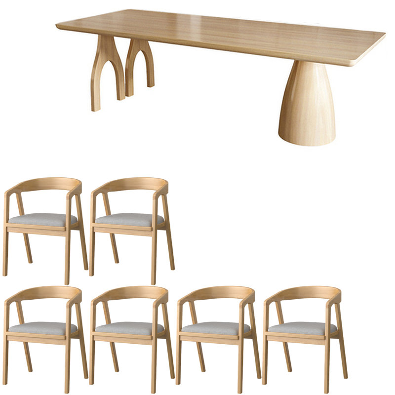 Japanese style solid wood dining table set, 29.5"H x 62.9"L x 27.5"W