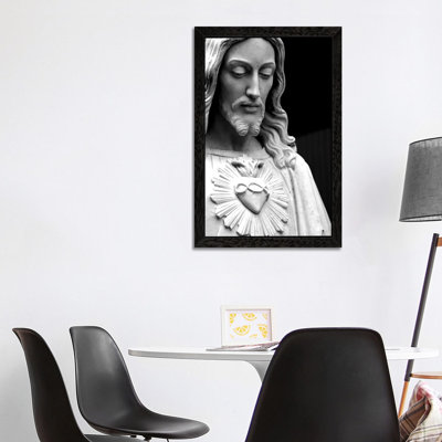 Jesus Christ Black & White - Floater Frame Print on Canvas