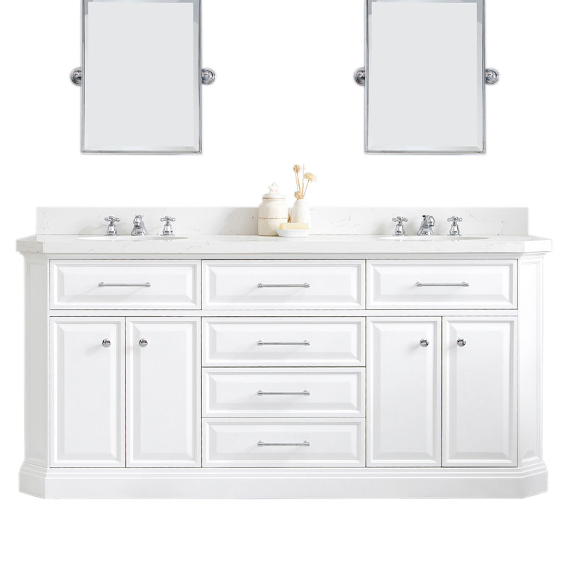 Palace 72'' W Double Vanity, Pure White, Polished Chrome