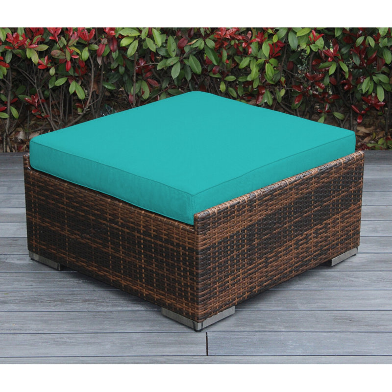 Grand repose-pieds avec coussin Billyjo, Sunbrella® turquoise, Mélange de bruns