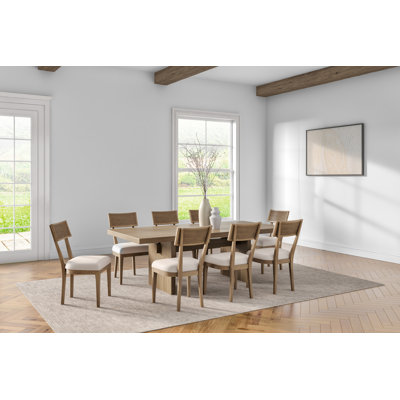 Myrianne Coastal Wood Rectangular Kitchen Table with Six Chairs,Brown