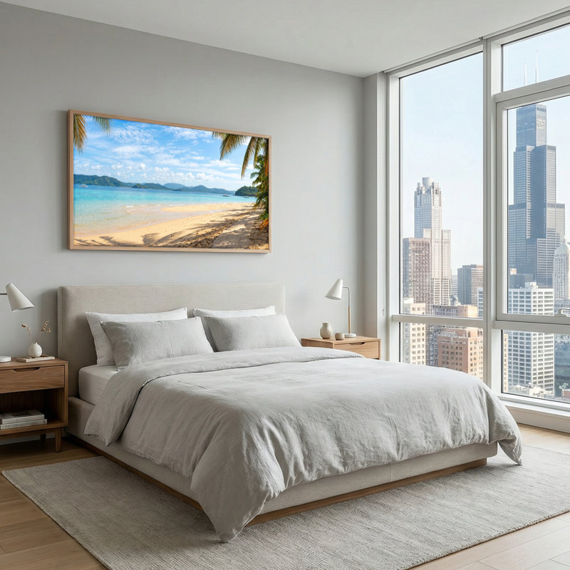 Ensemble de 1 tableau sur toile « Plage tropicale », L 48 po x H 24 po, Naturel