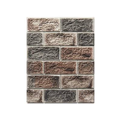 30-Pack 3D Wall Panels Peel and Stick in Grey Brown, Self Adhesive Waterproof Faux Foam 3D Brick Wallpaper