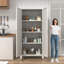 Grand garde-manger blanc de 71 po, armoires de rangement en métal Farmhouse, avec 2 portes à persiennes et 4 tablettes réglables, organisateur de rangement polyvalent, pour la maison, le vestibule et la chambre d'enfant-128814976