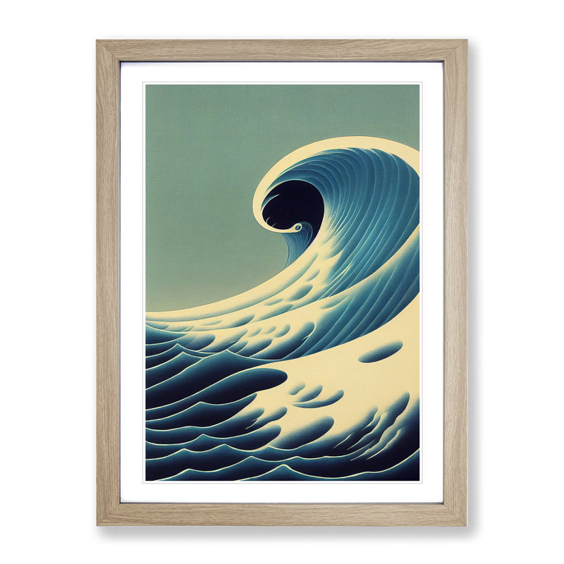 Curl Of The Ocean Wave - Single Picture Frame Print, 64cm H x 46cm W x 2cm D, Oak Framed