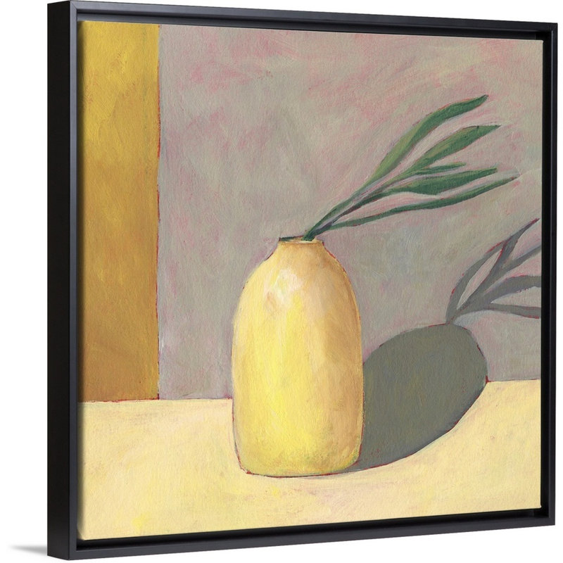 «Yellow Vase I», art mural sur toile, Toile encadrée noire, H 22 po x l 22 po