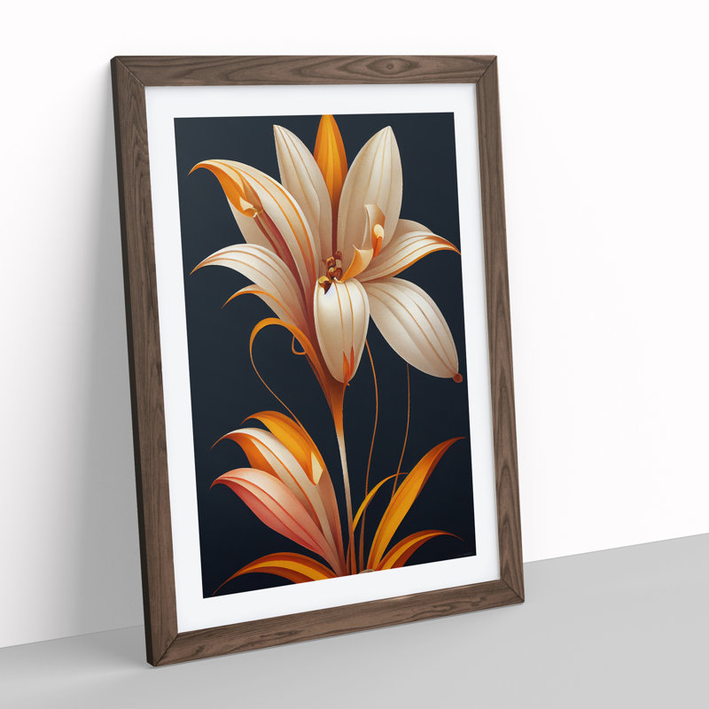 Unbeatable Flower - Wall Art, 48cm H x 36cm W, Walnut Picture Frame, White