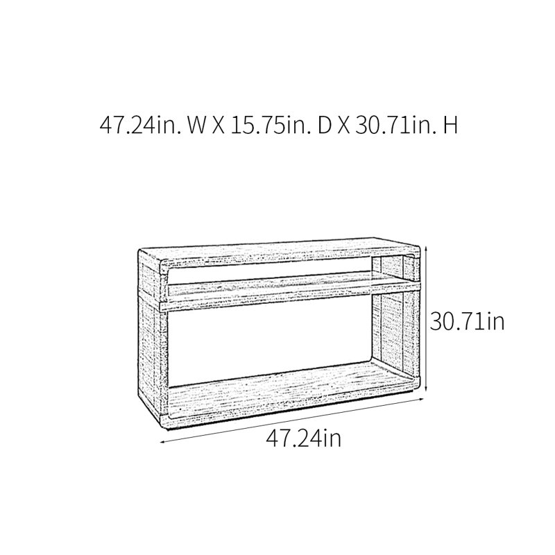 Console champêtre rétro, H 30,71 po x l 47,24 po x P 15,75 po