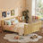 Low Profile Kids Platform Bed with Safety Rails, Removable Guardrail Toddler Bed Frame, Wood Slat Support, Natural, Queen-1292489132-1293431453