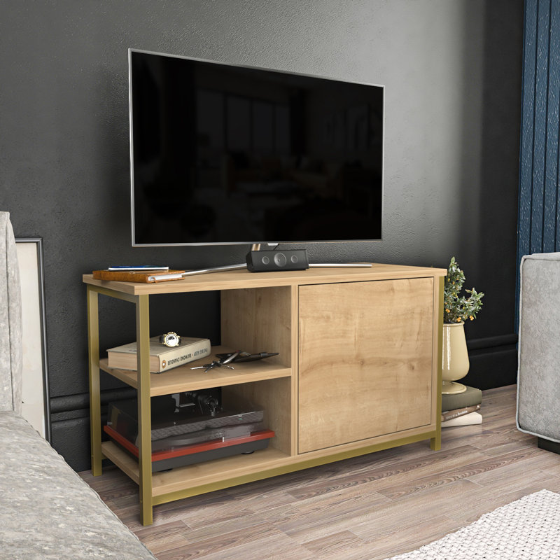 Fredderick TV Stand for TVs up to 42", Gold/Oak