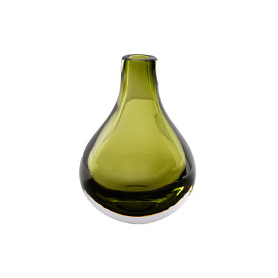  Vase en verre vert olive fait à la main, petit porte-fleurs en forme de goutte pour la maison, le bureau, le café, l'hôtel, le décor de mariage, 4 po de diamètre et 5,5 po de hauteur