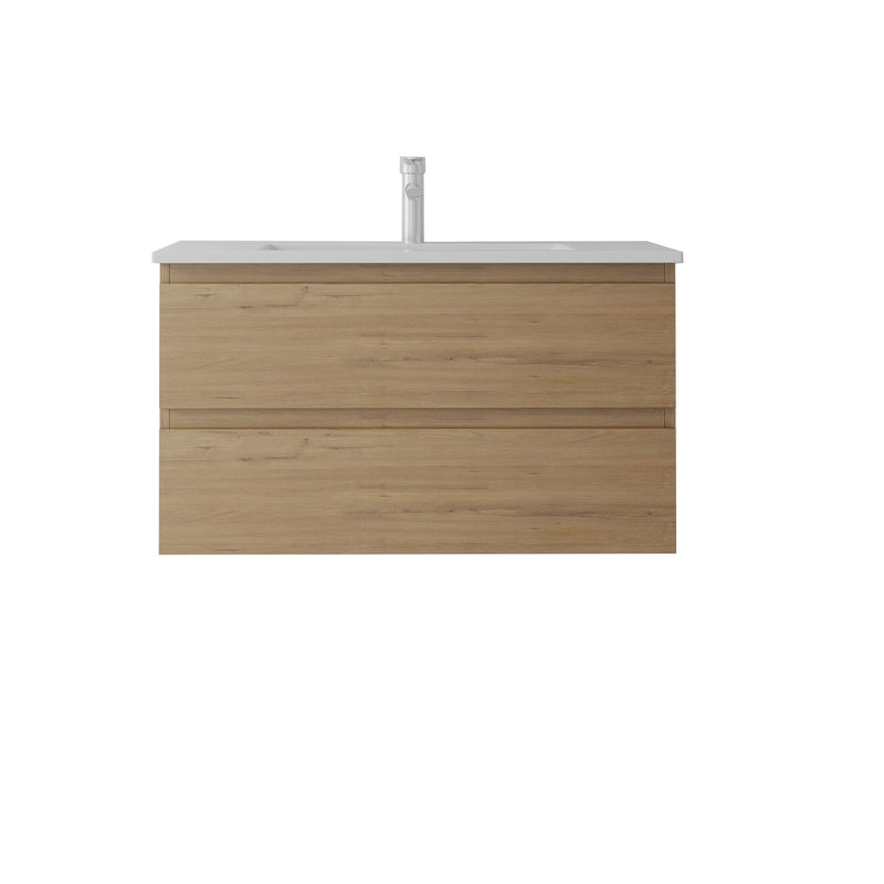 Meuble-lavabo flottant avec lavabo, Oak, 36" W