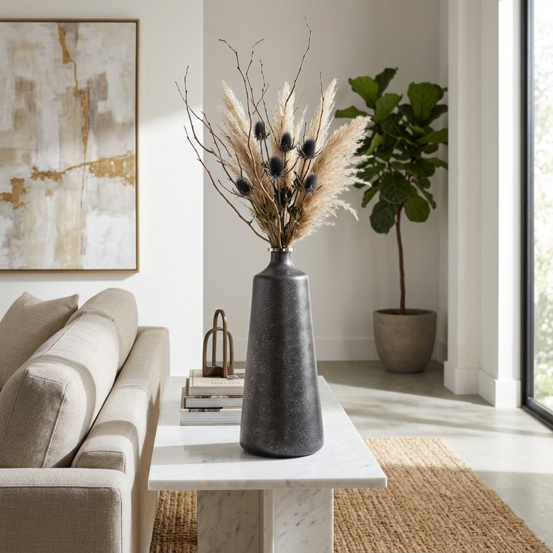 Vases en verre et aluminium, H 21 po x l 8 po x P 8 po