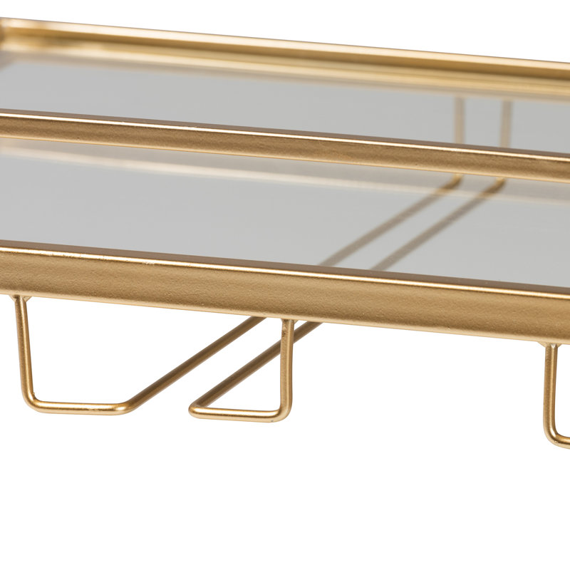 Baxton Studio Savannah Contemporary Glam and Luxe Gold Metal and Glass Wine Cart