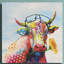 «Groovy Cow and Sky» - peinture sur toile tendue-1705340671