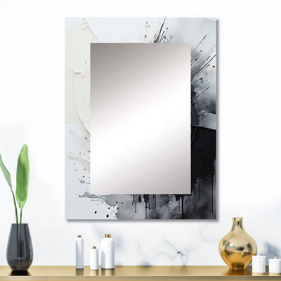Noir et blanc Zen Spiral I - abstrait spirales murales, miroir décoratif gris, art en métal imprimé