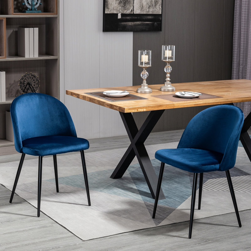 Chaise d'appoint rembourrée en velours noir Doop, Bleu très foncé