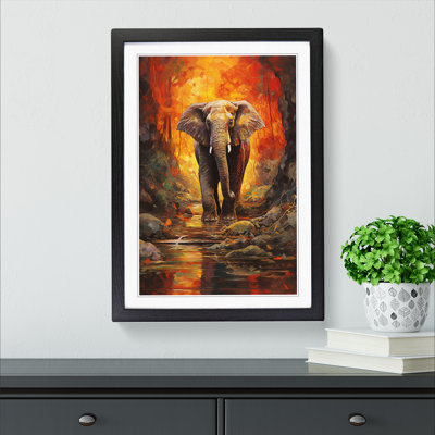 Elephant Expressionism - Single Picture Frame Print on Wood