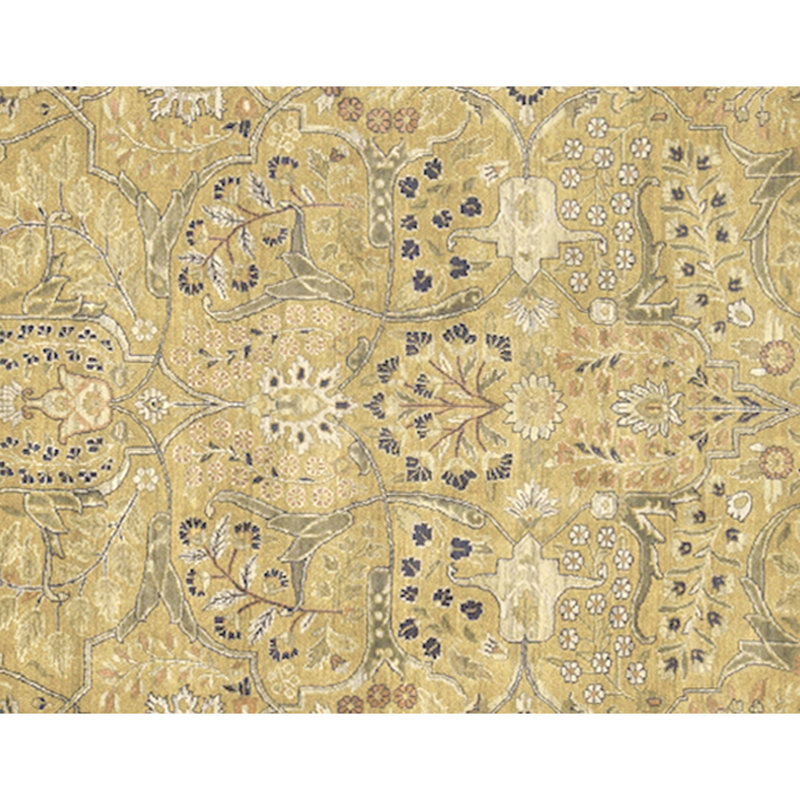 Hand Knotted Wool Area Rug in Gold
