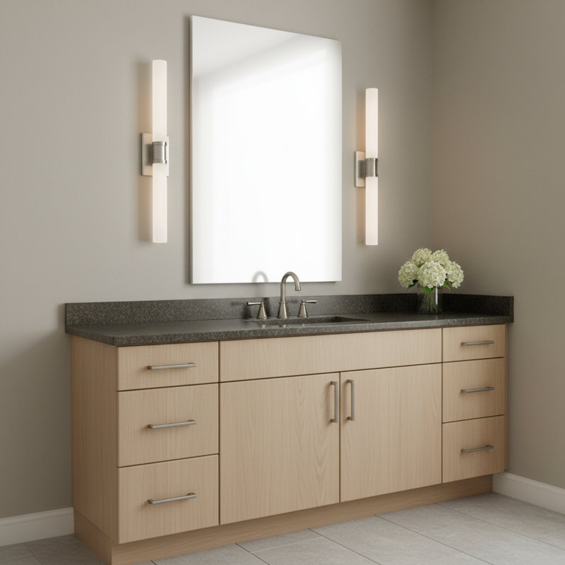 Medium Two Light Wall / Bath, Brushed Nickel, 60 W, 30" H x 5" W x 3.63" D