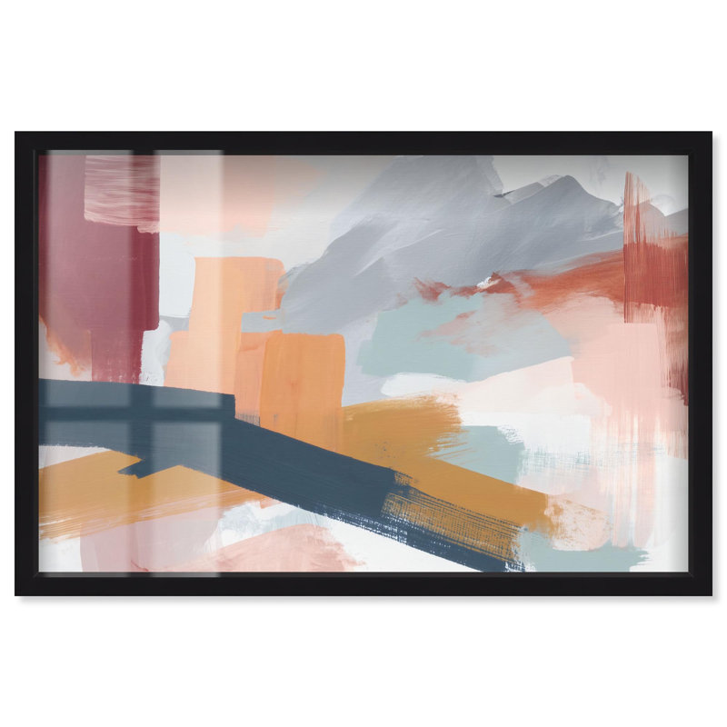 Crashing Tide IV Shadowbox Print Blue Abstract Decor by Art Remedy, Black Frame, 31 x 21, Black Frame, 21" H x 31" W