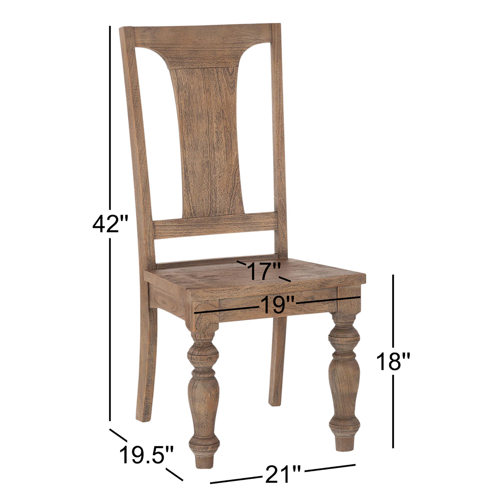 Marlowe Side Chair, Weathered Teak
