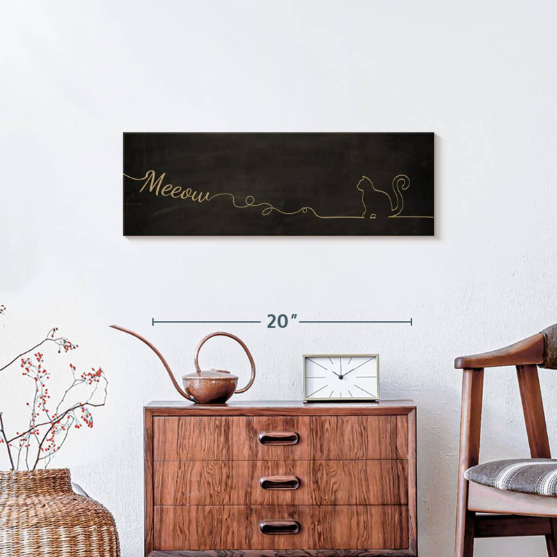 Chat Meow sur toile, H 8 po x l 24 po x P 1 po