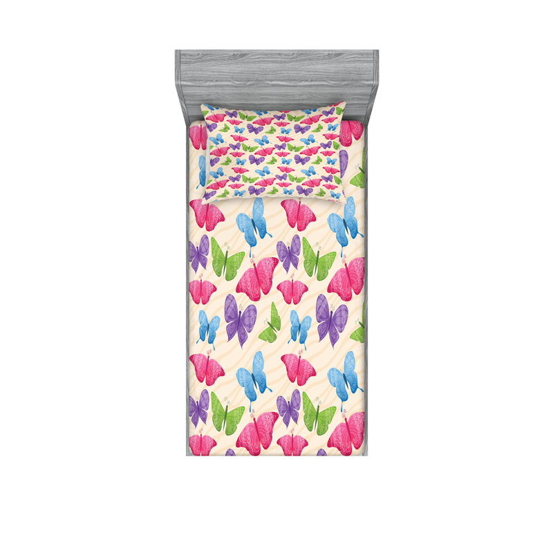 Multicolore ensemble de draps et taies décoratives Ambesonne, Ensemble de draps pour lit simple + 1 drap-housse 