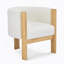 Ensemble de 4 chaises de salle à manger rembourrées, structure en bois d'hévéa naturel et tissu blanc bouclé, fauteuils modernes pour la salle à manger et le salon, capacité de 225 lb